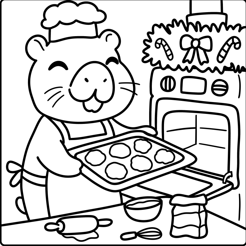 Capybara Christmas Coloring Pages