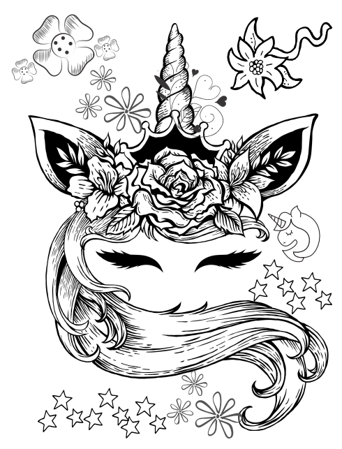 Unicorn Fairytale Coloring Pages