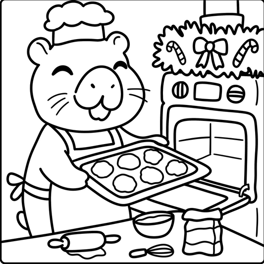 *Free* Capybara Christmas Coloring Pages